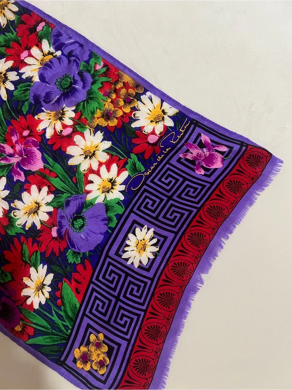 Vintage Oscar de la Renta Floral Silk Scarf